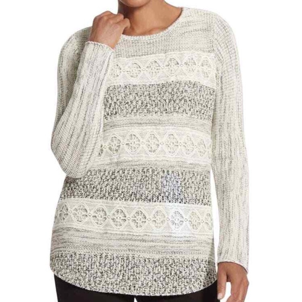 Chico's Lyla Lace Tweed Pullover Sweater Size 0